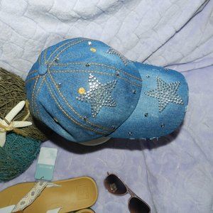 Women's Ball Cap Star & Bling Blue Jean Teens Adult NWT!